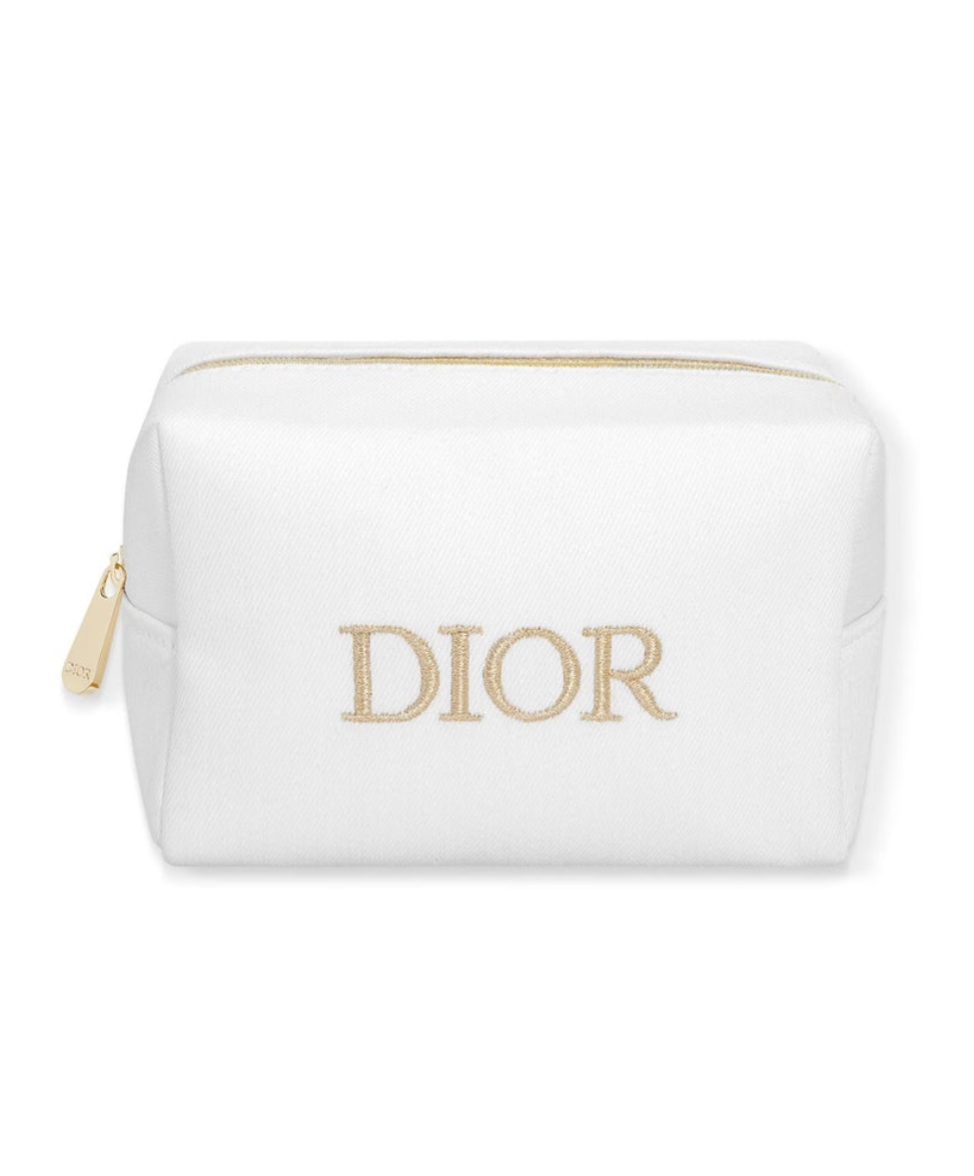 【 現貨 】迪奧限量米色金字長方型化妝袋 Make up Bag