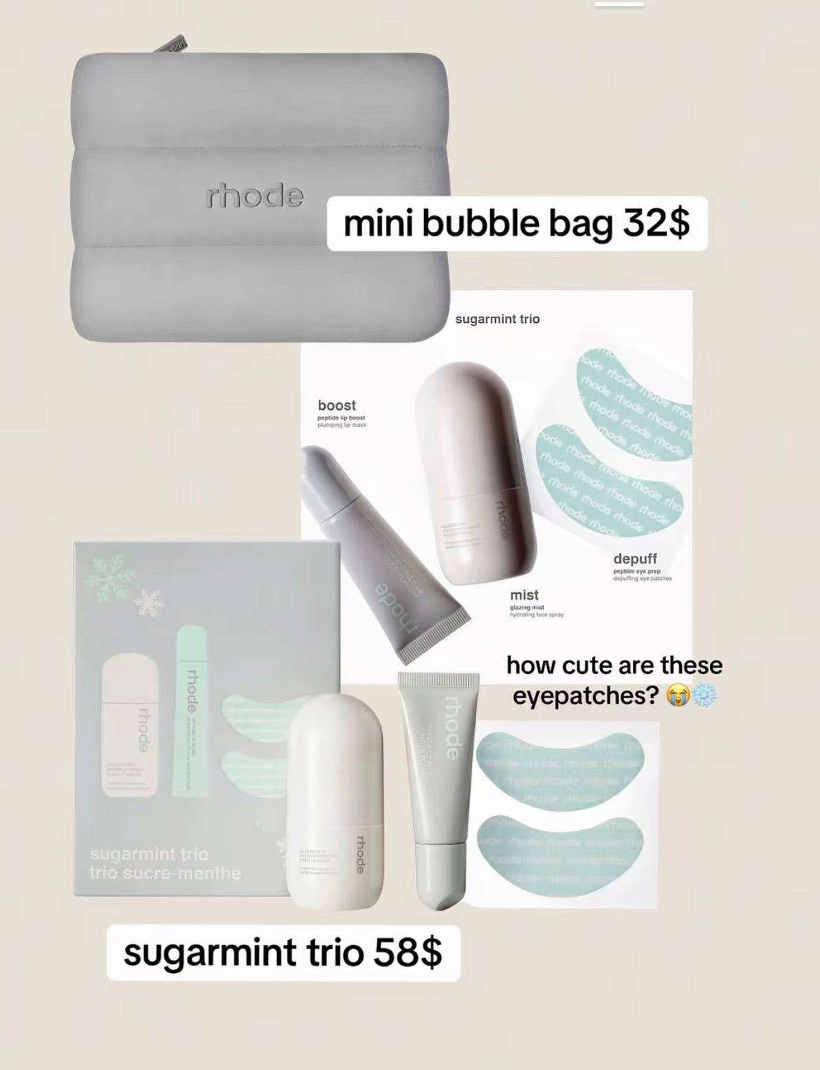 【 訂購 】Rhode 限量假日護膚套裝 - 保濕水 唇膜 眼膜 Skincare set