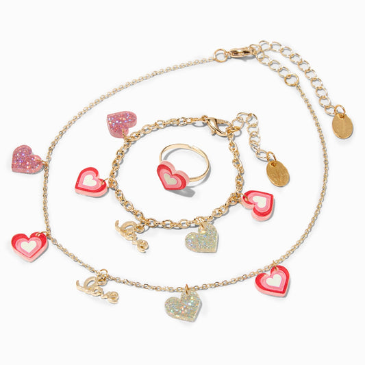 【 現貨 】Barbie Y2K 心心 首飾套裝(頸鏈 手鏈 戒指)Bracelet Necklace Ring Set