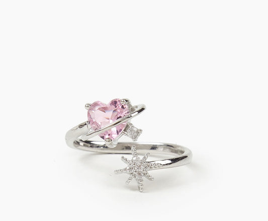 【 現貨 】Barbie 粉紅心心閃石戒指 Ring