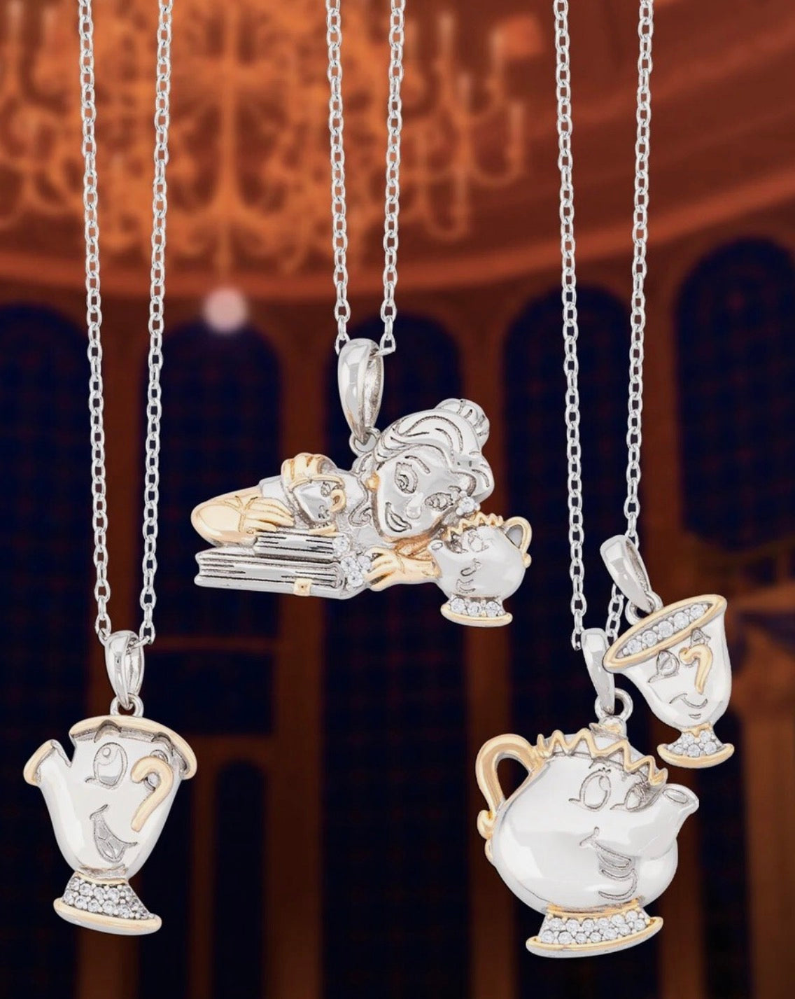 【 現貨 】迪士尼限量Belle美女與野獸貝兒茶壺太太頸鏈 Necklace