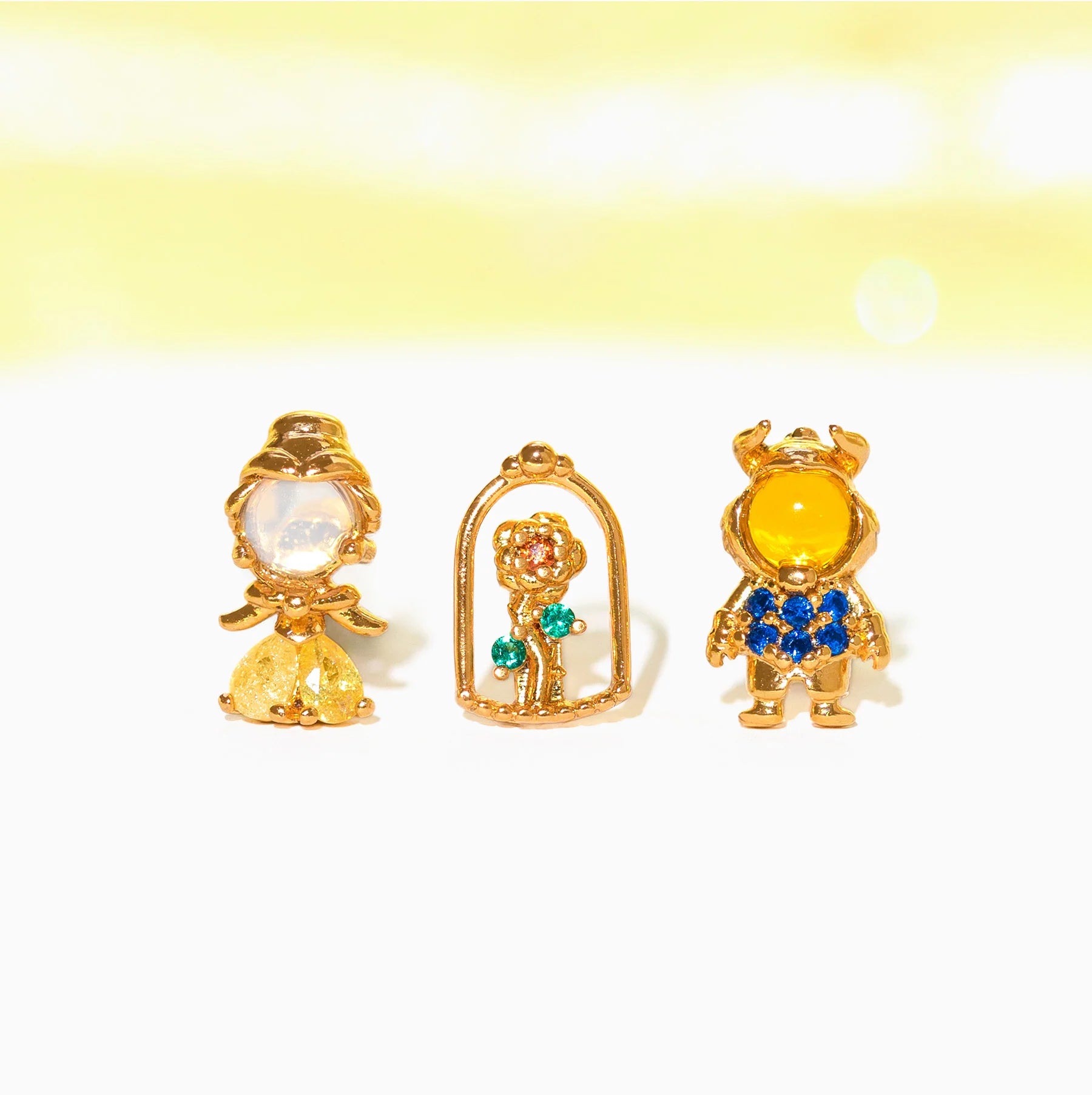 【 現貨 】迪士尼限量Belle美女與野獸貝兒耳環套裝3款 （金色）Earrings