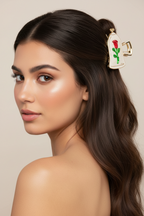 【 現貨 】Belle 迪士尼限量美女與野獸貝兒公主玫瑰花髮夾頭箍 Hair Clip Claws