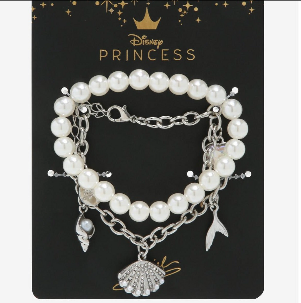【 現貨 】迪士尼美人魚 Ariel Little Mermaid 珍珠手鏈兩條裝 Bracelet