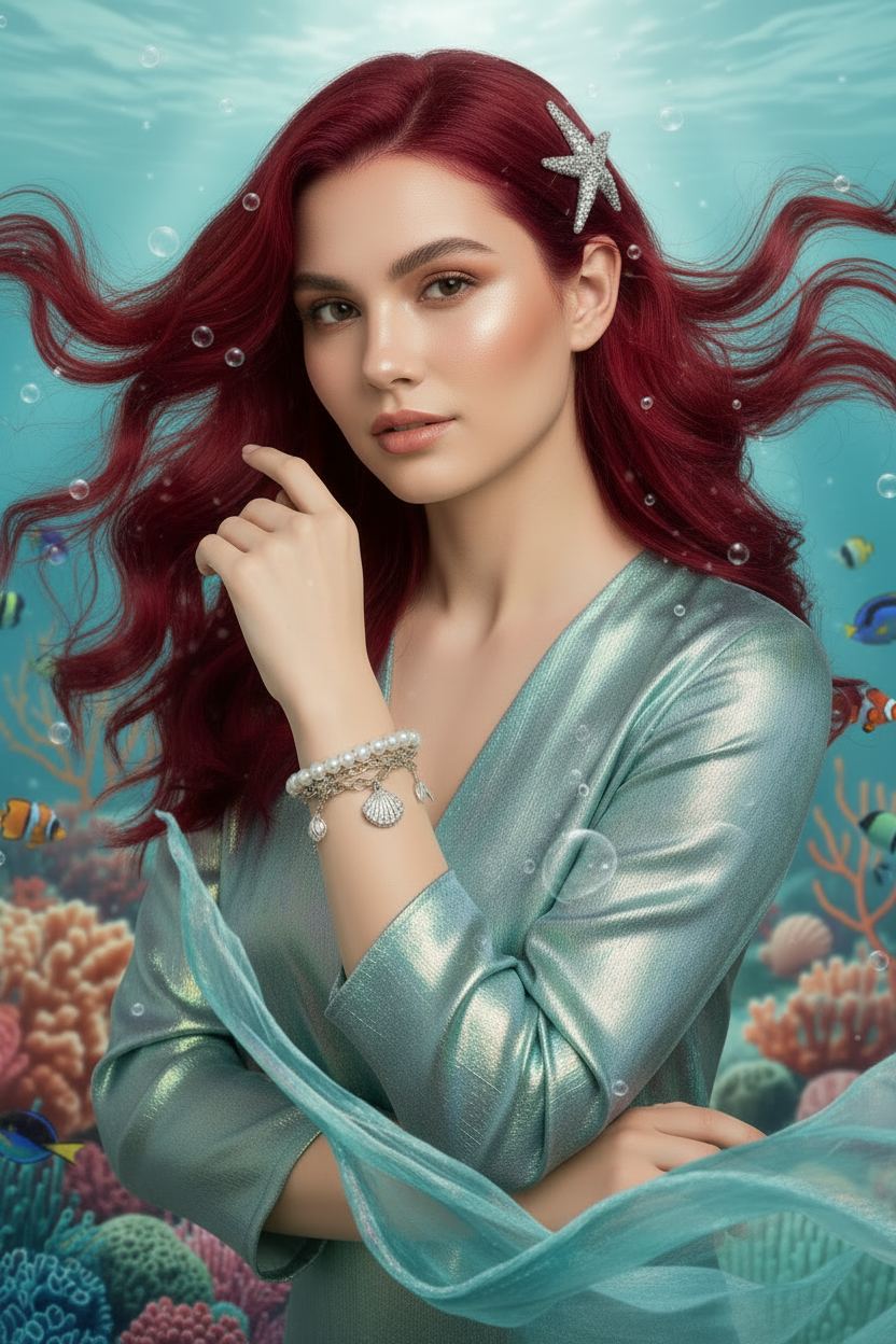 【 現貨 】迪士尼美人魚 Ariel Little Mermaid 珍珠手鏈兩條裝 Bracelet