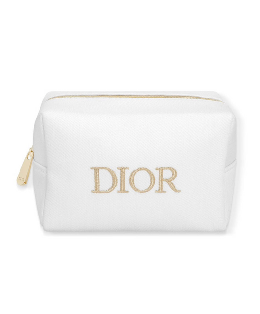 【 現貨 】迪奧限量米色金字長方型化妝袋 Make up Bag