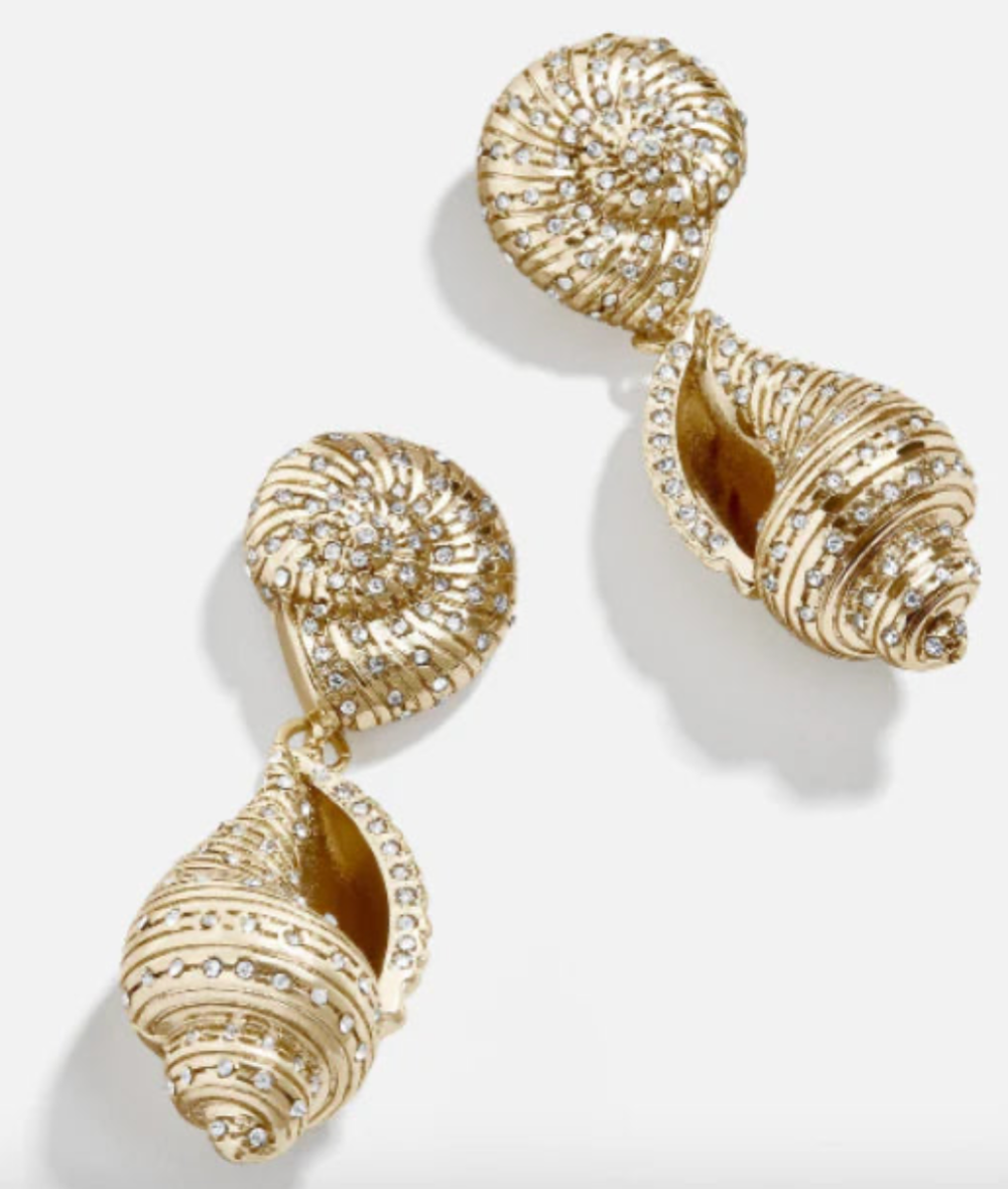【 現貨 】迪士尼限量閃鑽貝殼耳環 Ariel Little Mermaid Shell Bling Bling Earrings