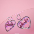 【 現貨 】芭比限量Y2K粉紅色心心閃石耳環 Pink Heart Earrings