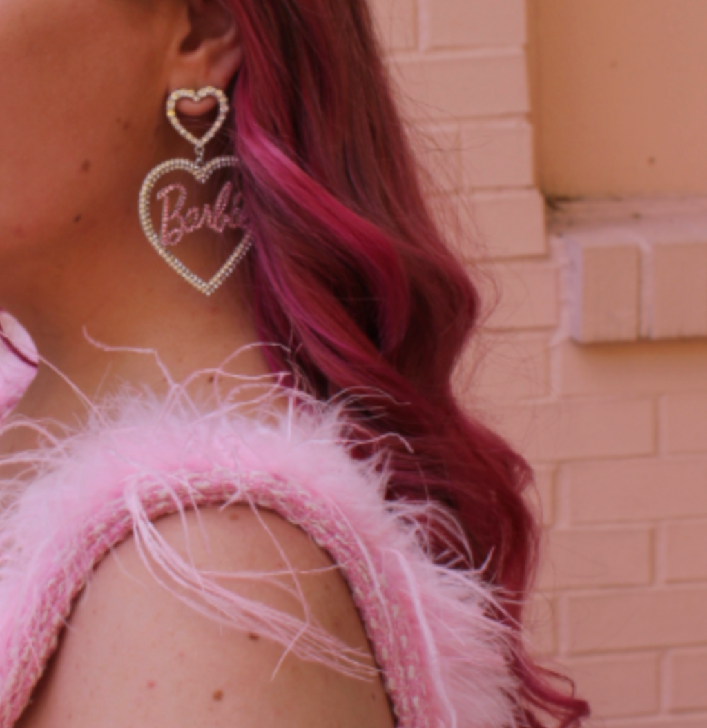 【 現貨 】芭比限量Y2K粉紅色心心閃石耳環 Pink Heart Earrings