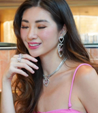 【 現貨 】芭比限量Y2K粉紅色心心閃石耳環 Pink Heart Earrings