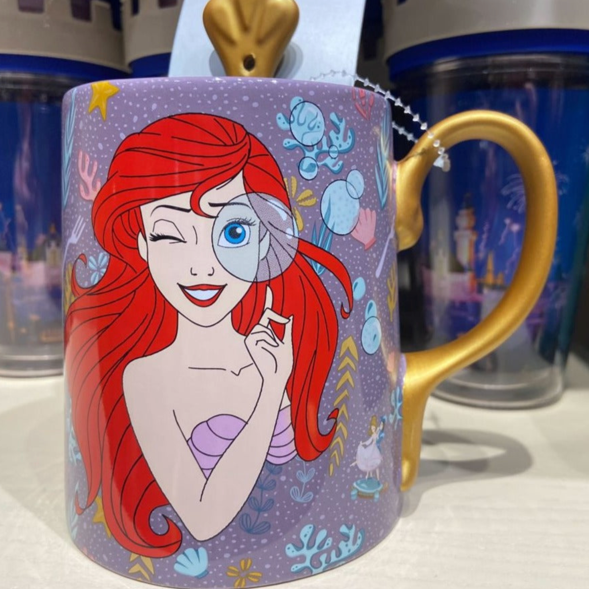 【 現貨 】迪士尼美人魚雙面杯 連叉形匙羹 Coffee Cup Mug