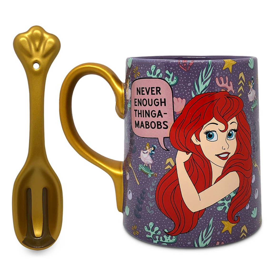【 現貨 】迪士尼美人魚雙面杯 連叉形匙羹 Coffee Cup Mug