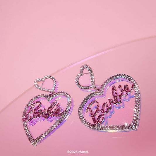 【 現貨 】Barbie 限量Y2K粉紅色心心閃石耳環 Pink Heart Earrings