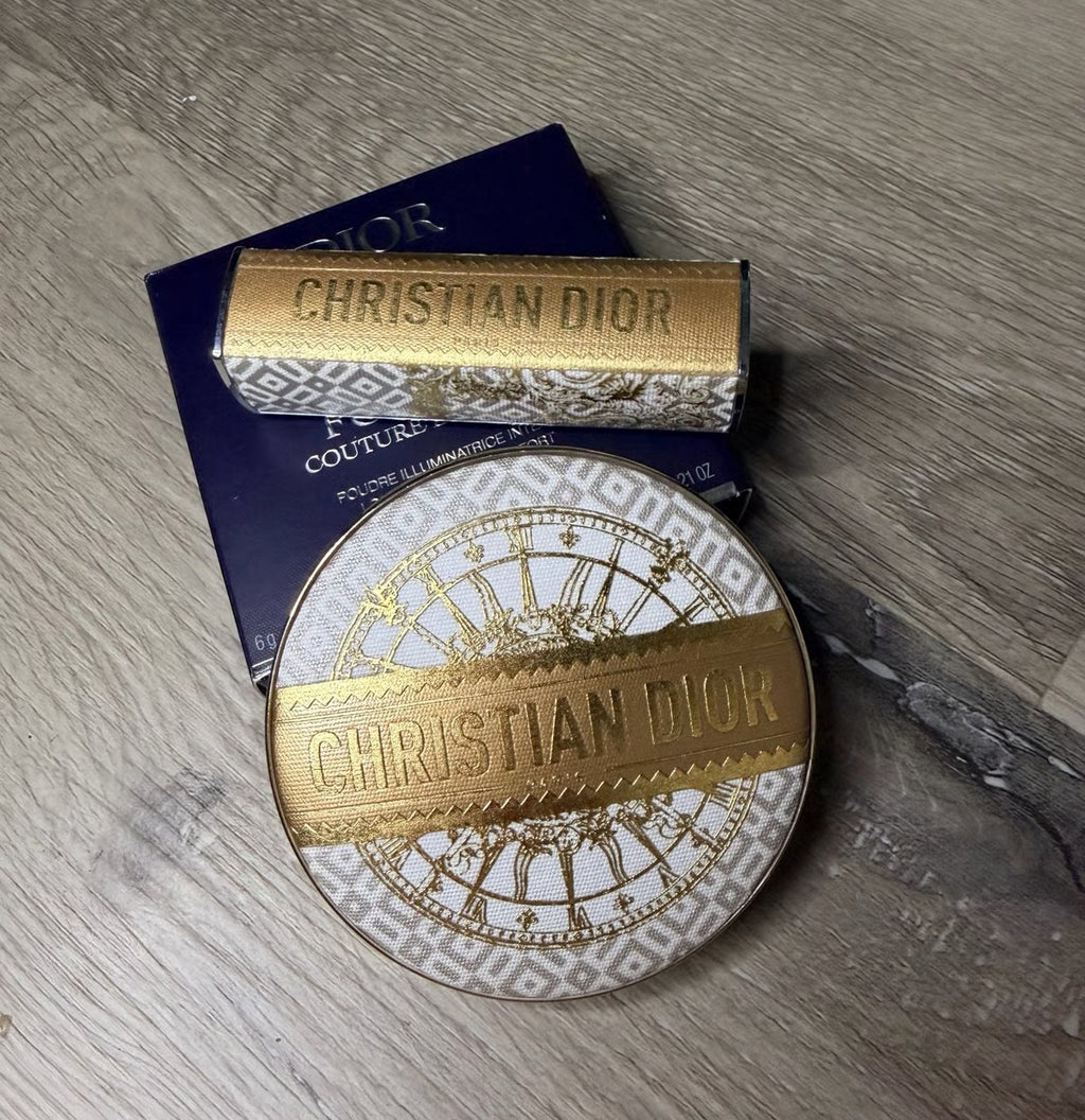 【 現貨 】迪奧聖誕限定 限量舞會系列 - 金殼 - 唇膏殼 ＋ 粉底殼套裝 Set