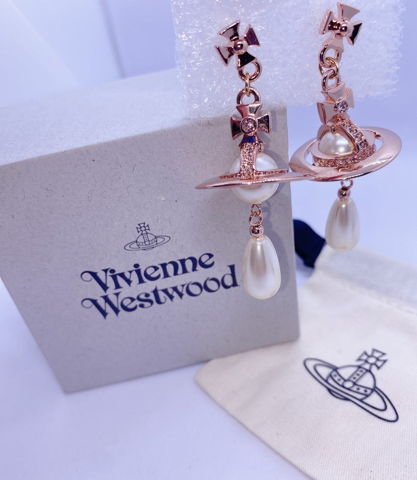 【 現貨 】 Vivienne Westwood玫瑰金珍珠耳環 Pearl Drop Earrings